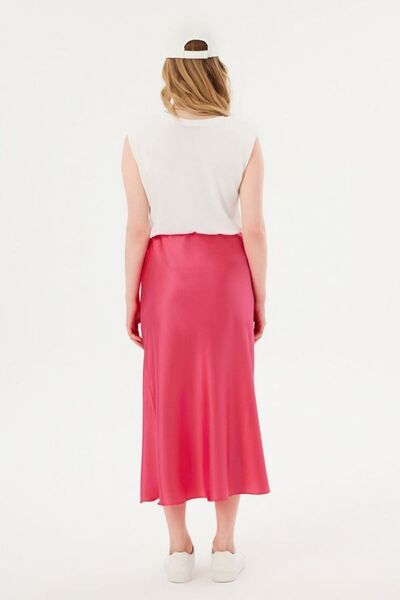 Hiccup Satenden Yüksek Bel Maxi Etek