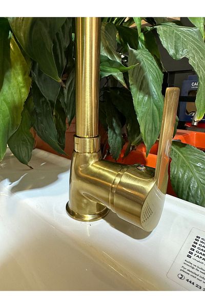 İSAOĞLU YAPI High Model Matte Gold Armature - Matte Gold Sink Faucet