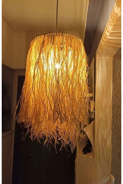 retro home design Wicker Tassel Chandelier Raffia Bohemian Chandelier Winter Garden Space Design