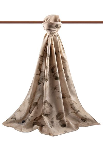 Vissona Γυναικείο σάλι πολυτελείας Medina Silk Beige-4