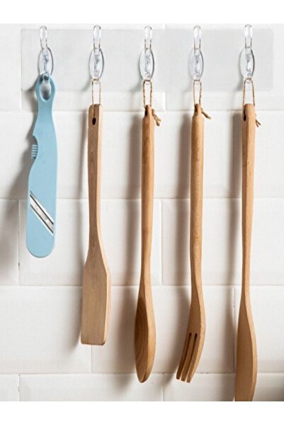 Blue Home Lıght 5'li Kendinden Yapışkanlı Güçlü Şeffaf Askılık - Kapı Arkası Mutfak Duvar Banyo Askı