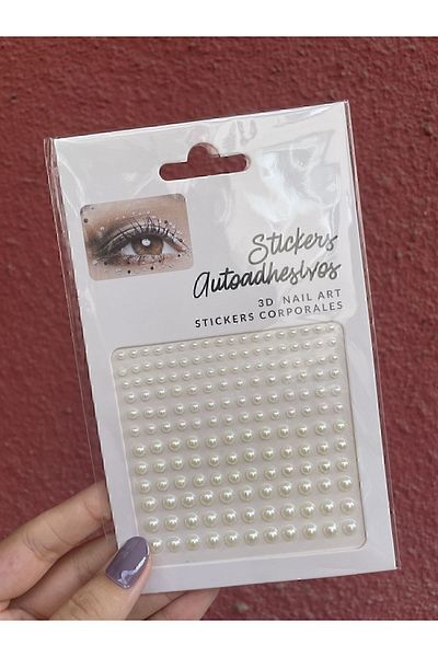 Green 165 Pcs Cream Pearl Face, Body, Hair Sticker Self-Adhesive All Size