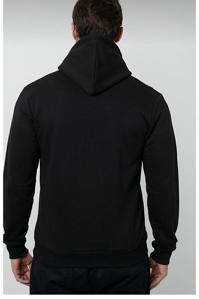Türebutik Schwarze Unisex-Kapuzenjacke mit Reißverschluss und Band innen