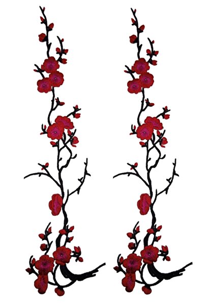 REMSATİC Ütü Ile Yapışan Arma - Patch - Dal Çicek Kırmızı Modeli (11cm X 38cm...