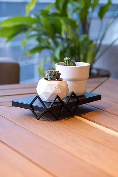 Rarart Concept 2-Piece Prism Standing Presentation Tray - Metal Organizer - Black Fancy