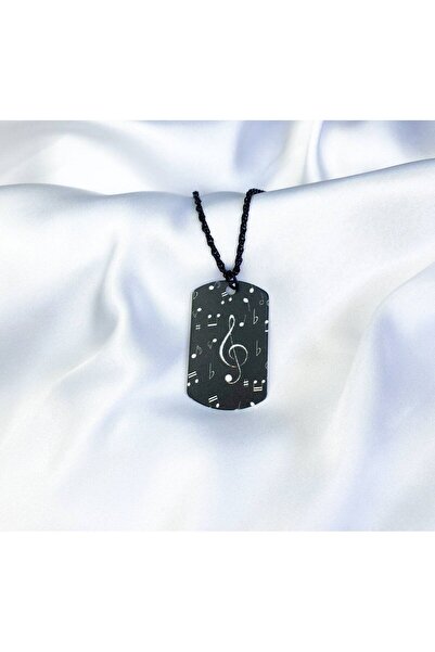 Herşey Nota Müzik Notalı Siyah Künye Kolye