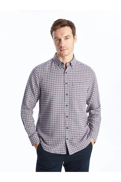 LC Waikiki AYMİRA CLOTHING Classic Regular Fit Long Sleeve Plaid Gabardine Men's Shirt
