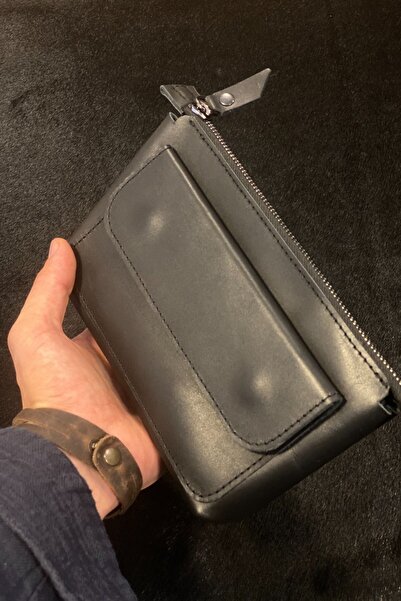 MAT Deri Black Genuine Leather Men's Handbag - Portfolio, Travel, Care Wallet