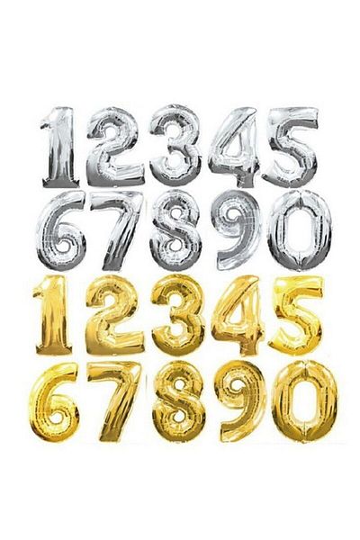 Çetinkaya Süs Foil Helium Balloon Silver 4 Numbers (16 Inch 36 Cm)