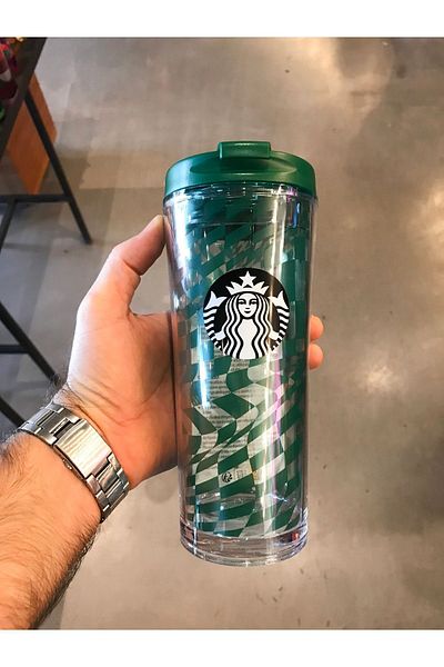 Starbucks ترمس بلاستيكي من سلسلة كلاسيكية بتصميم الداما الخضراء سعة 473 مل