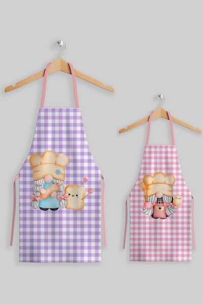 AYSHOME مجموعة Ays Home Gingham مكونة من 2 مآزر مطبخ للأم والطفل