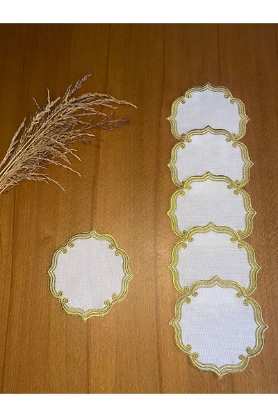 Smiling Home Χρυσό λινό Gardenia Κομψή χαρτοπετσέτα παρουσίασης κοκτέιλ 6 τεμαχίων με μοτίβο κισσού