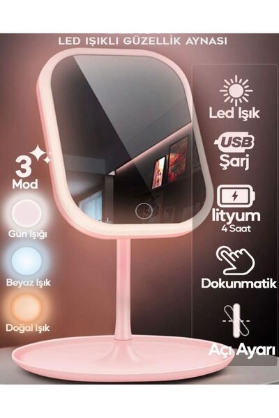 EMİN ENSAR HOME Led aIşıklı Makyaj Aynası 3 Modlu USB Sarjli Dikdörtgen Taşın...