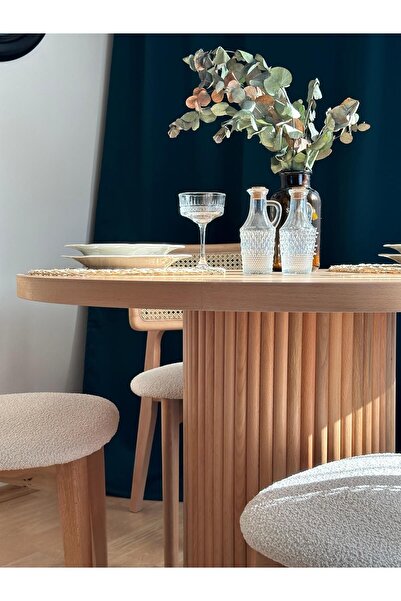 Woodenbend Mirla Ahsap Naturel Masa 110x110