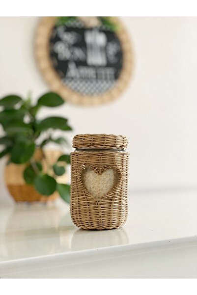 Gui برطمان قلب منزلي من الخوص