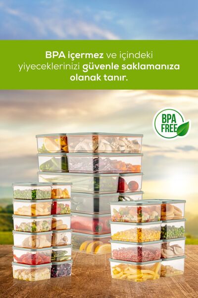 Vienev 30'lu Buzdolabı Düzenleyici Organizer Mikrodalgaya Uygun Difriz Saklama Kabı Mint