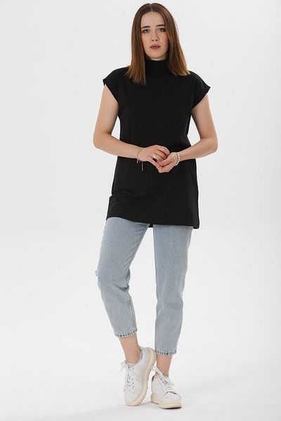 Avones Women's Stand Collar Tunic - 100% Cotton, Lining T-Shirt