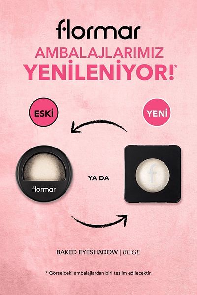 Flormar Intense Shimmer Eyeshadow - Baked Eyeshadow -001 Beige-8682536052344