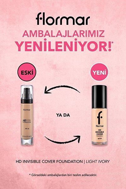 Flormar Natural Finished Foundation (PINK SUB TONE) - Invisible Cover Hd Fdt- 040 Light Ivory -8682536059039