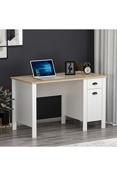 Betroya Optima Çalışma Masası - Beyaz / Safir Meşe