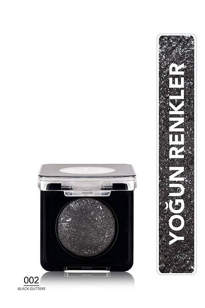 Flormar Yoğun Işıltılı Göz Farı - Baked Eyeshadow -002 Black Glitters- 8682536052368