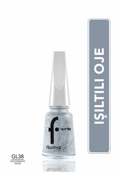 Flormar Glitter Nail Enamel, 38 Holographic Silver