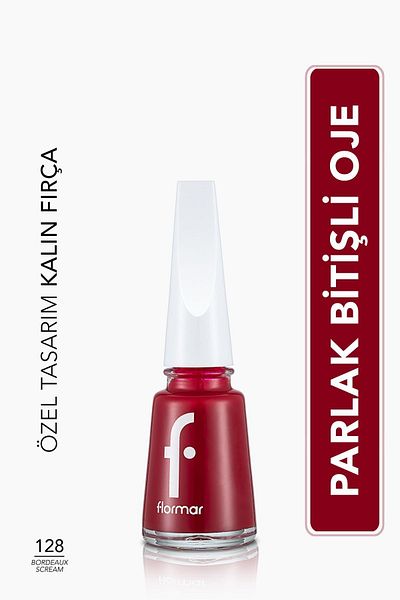 Flormar High Pigmented and Shiny Finish Nail Enamel - Nail Polish Fne-128 Bordeaux Scream