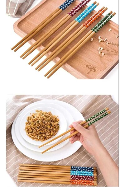 Dalian Home 5 Pairs Patterned Washable Bamboo Chopsticks - Chopstick