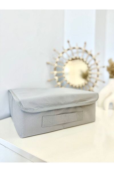 harev home collection 30X23X11 cm Gray Covered Cabinet Drawer and Jewelry Laundry Storage Box