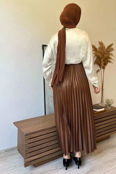 julude Fusta Hijab plisată cu talie elastică Camel