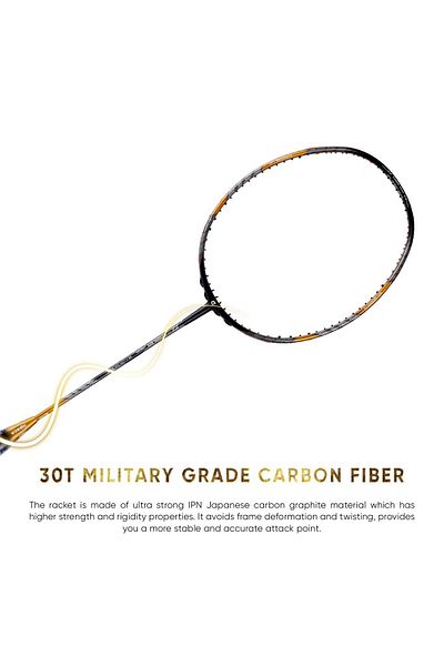 Apacs Z-ziggler Limited Edition Unstrung Badminton Racket - 38lbs, Slim Shaft, Graphite, Full Cover (GOLD)