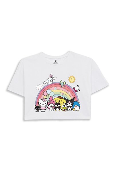 EZ Design KUROMİ GÖKKUŞAĞI BASKILI CROP TSHİRT