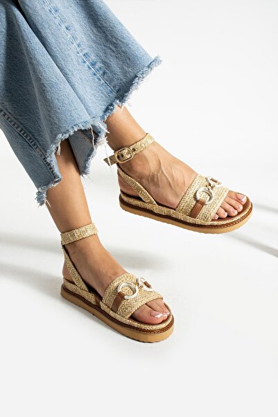 FOLLİNİ Sandale de damă din piele naturală - culoare crem