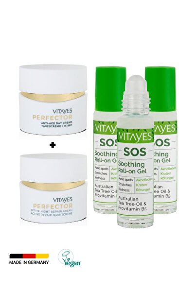 VITAYES Gündüz Kremi SPF15 Gece Kremi Akne Karşıtı Doğal Çay Ağacı Özlü Serum...