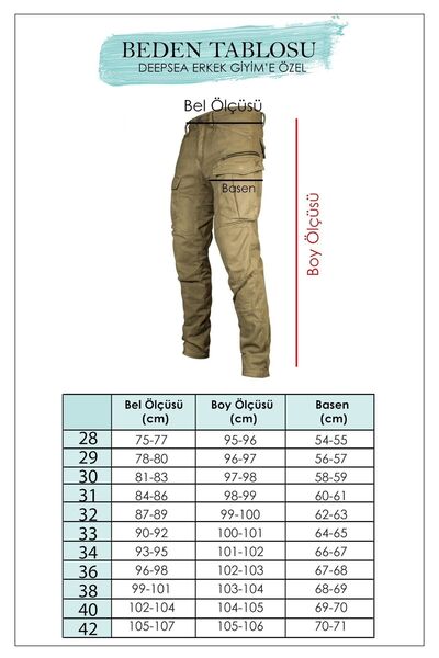 DeepSEA Men's Gabardine Cargo Trousers - Antracite, Pockets and Wide Cut Seasonal 1705421
