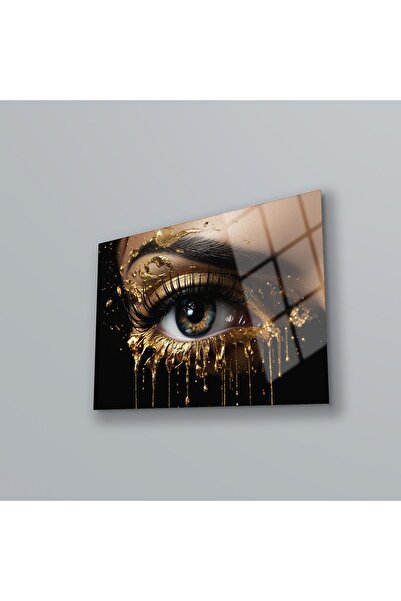 BV DEKOR Μοντέρνος πίνακας Gold Eye, Εκτύπωση σε σκληρυμένο γυαλί, Ζωγραφική ...