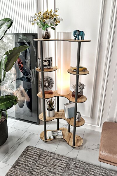 Halımax Atlas Raflı Modern Lambader Dekoratif Abajurlu Kitaplık