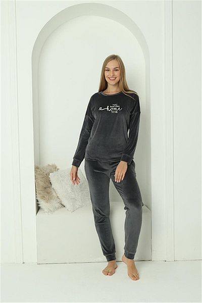 Akbeniz Σετ γυναικείες πιτζάμες Velvet Smoked - 20624