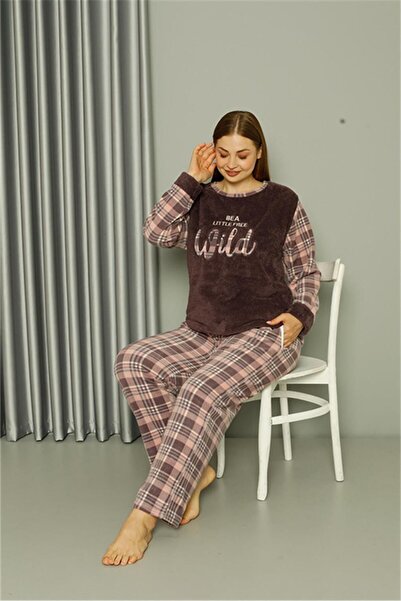 Akbeniz Σετ γυναικείες πιτζάμες Welsoft Polar Plus Size Mink 808040