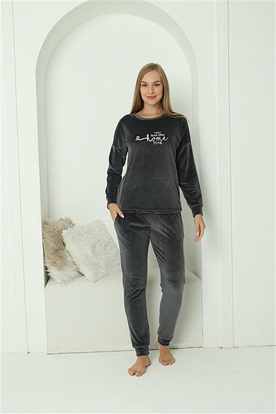 Akbeniz Σετ γυναικείες πιτζάμες Velvet Smoked - 20624