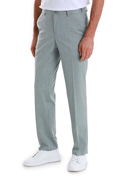 Hatemoğlu Green Regular Fit Patterned Fabric Trousers with Side Pockets