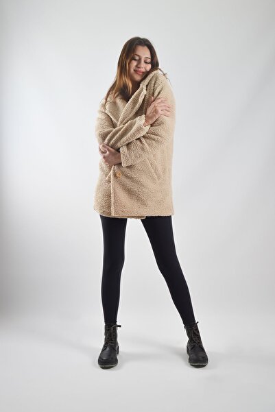 REİNA TEKS Λούτρινο Teddy Jacket με εφέ προβάτου - Παλτό με επένδυση με κουμπιά και τσέπες