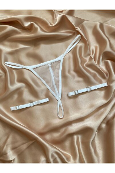 Maly Love Kadın 4lü Paket Tül Tanga ve Bacak Bandı Takım