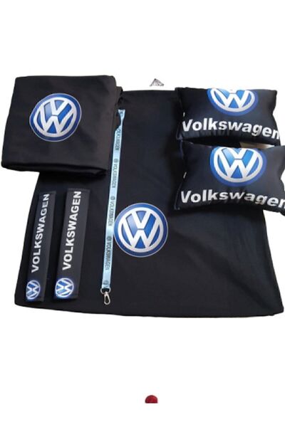 Volkswagen Siyah Penye Servis Kılıfı Kemer Konforu Oto Boyun Yastığı ve Ayna Ipi