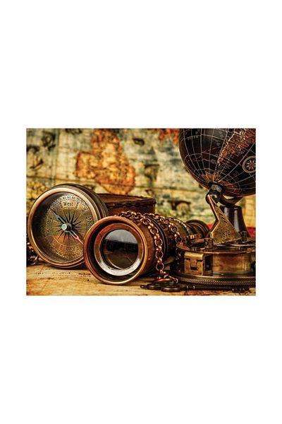 Blue Focus 1000 Piece Puzzle - Vintage Compass and Andocular (nostalgic Compass and Binoculars)
