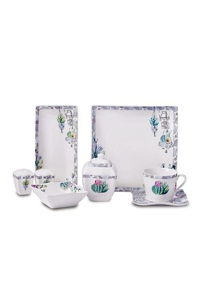 KORKMAZ 28 Piece Link Collection Square Breakfast Set - A8574