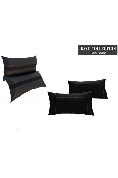 BAY E COLLECTİON وسادة رقبة للسيارة من الجلد مكونة من قطعتين، وسادة مقعد للسف...