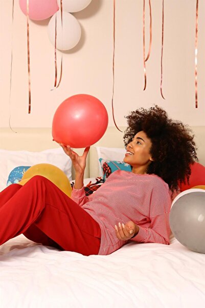 Akbeniz Kadın Uzun Kol 3 İplik Penye Pijama Takım 4184