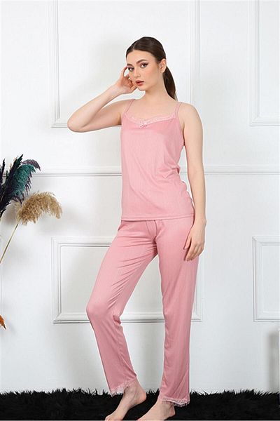 Akbeniz Fashion Line Γυναικεία I?p Suspender Σολομός Πιτζάμες 4136