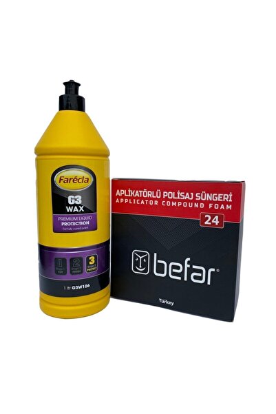 Farecla G3 Wax Cila 1litre + Befar Aplikatörlü Cila Süngeri 02403 150 x 45mm